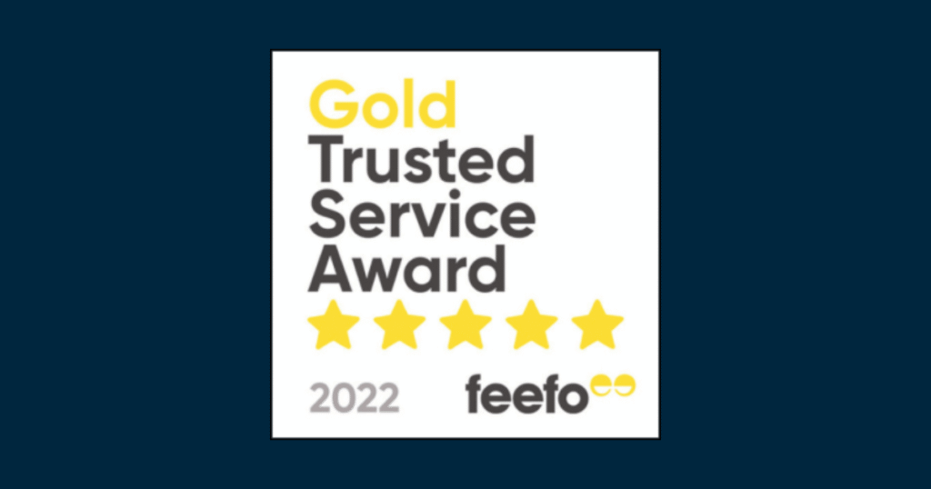Feefo Gold Trusted Service Award For 2022 badge